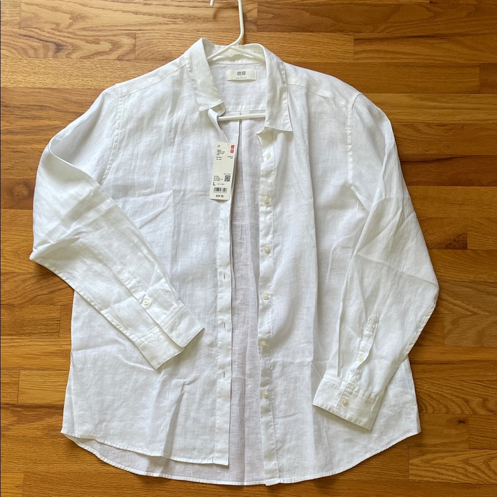 Uniqlo White Linen Shirt